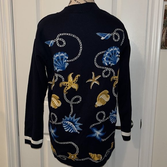 Talbots Nautical Women’s Knit Navy Cardigan - Picture 5 of 7
